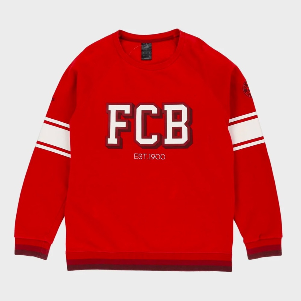 Adidas FC Bayern München FCB Red Sweatshirt w/ Logo Soccer Crewneck